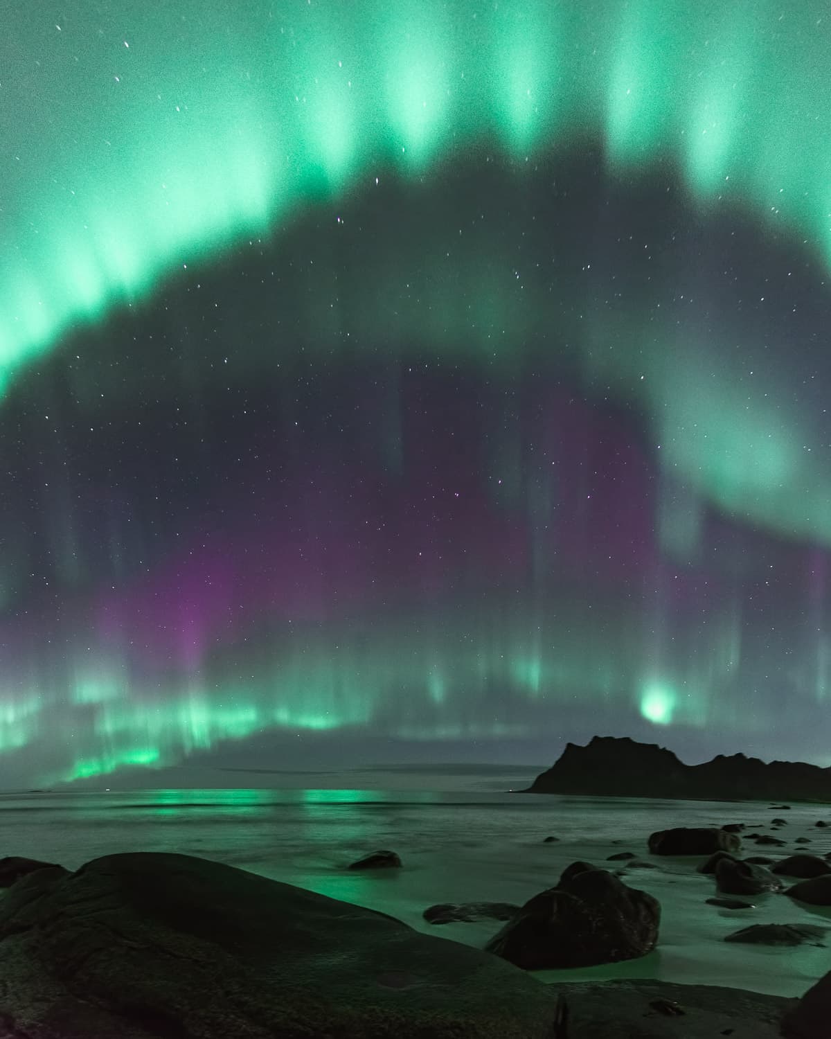 Northern Lights Uttakleiv Beach Lofoten Islands Norway — Javier Delabat