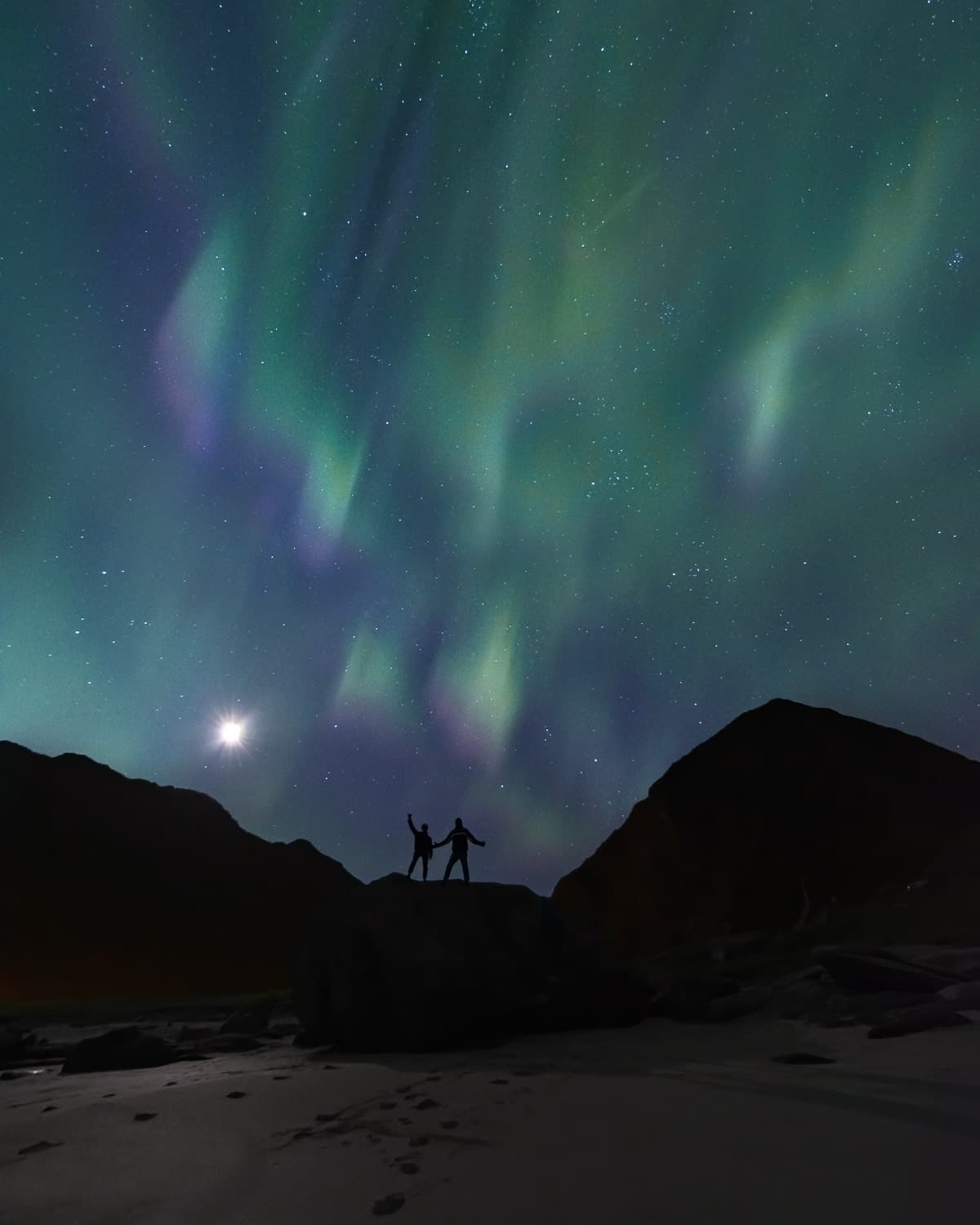 Northern Lights Uttakleiv Beach Lofoten Islands Norway — Javier Delabat