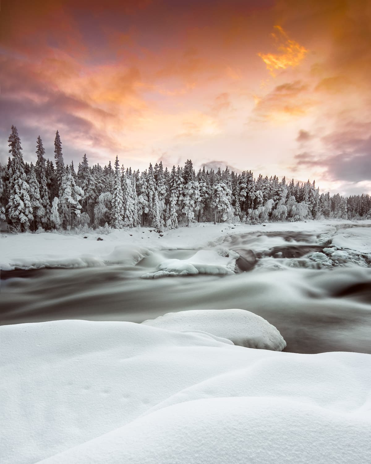 Storforsen Sunset Sweden — Javier Delabat