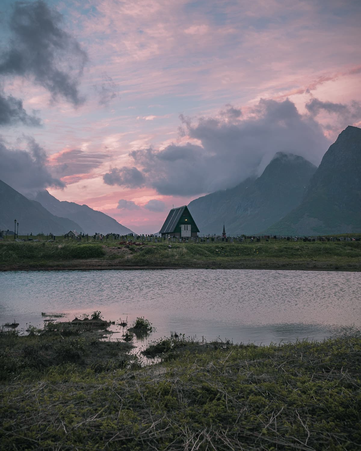 Sunset Church Lofoten Islands Norway — Javier Delabat